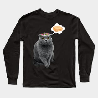 Cute cat wants toast Long Sleeve T-Shirt